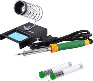 Delcast 60W Soldering Tool Kit with Weighted Solder Iron Holder Stand & Solder (6-Piece)