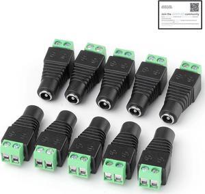 10 Pack 2.1mm x 5.5mm Female CCTV Power Jack Adapter