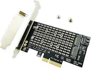 JacobsParts M.2 to PCIe NVMe and SATA SSD Dual M Key and/or B Key Adapter Card 2242 2260 2280 M2 Drive to Desktop PCI Express x4 x8 x16 Slot, Includes Brackets