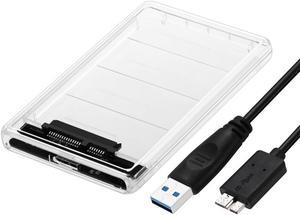 JacobsParts Transparent 2.5 Inch USB 3.0 to SATA Hard Drive Enclosure External HDD SSD Enclosure