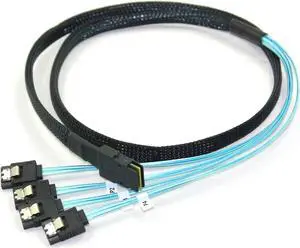 JacobsParts Mini SAS to 4-SATA SFF-8087 Multi-Lane Forward Breakout Internal Cable, 3.3 Feet
