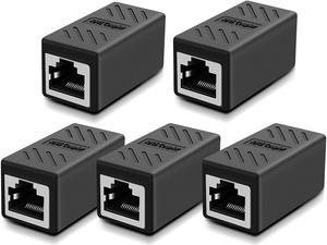 JacobsParts RJ45 Coupler 5 Pack in Line Coupler Cat7 Cat6 Cat5e Ethernet Cable Extender Adapter Female to Female