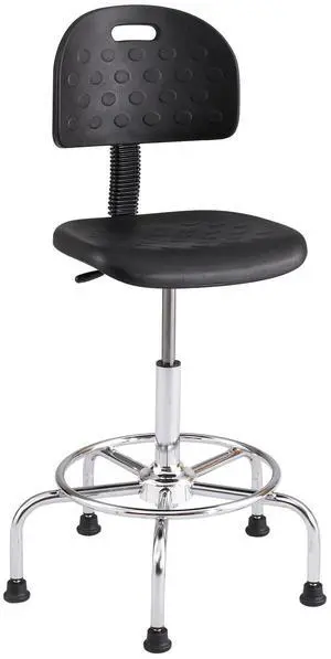 Safco 6950BL Workfit Economy Industrial Chair - Supports Up to 400 lb - 22" to 30" Seat Height - Black Seat, Black Back, Silver Base