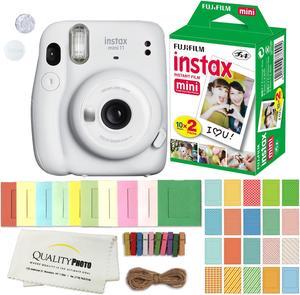 FUJIFILM INSTAX Mini 11 Instant Film Camera Ice White Plus Instax Film and Accessories Stickers Hanging frames and Microfiber Cloth