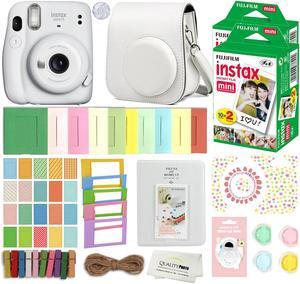 Fujifilm Instax Mini 11 Instant Camera Ice White with Case 40 Fuji Films Decoration Stickers Frames Photo Album and more Accessory kit