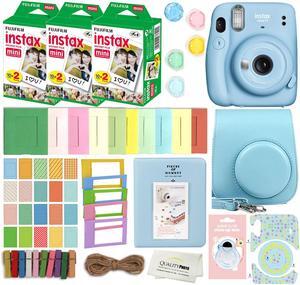 Fujifilm Instax Mini 11 Instant Camera with Case, 60 Fuji Films, Decoration Stickers, Frames, Photo Album and More Accessory kit (Sky Blue)