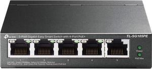 TP-Link 5 Port Gigabit PoE Switch | 4 PoE+ Port @65W | Easy Smart | Plug & Play | Limited Lifetime Protection | Shielded Ports | Support QoS, VLAN, IGMP and Link Aggregation (TL-SG105PE)