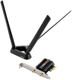 ASUS WiFi 6E + Bluetooth 5.2 PCI-E Expansion Card (PCE-AXE58BT) - Supports 6GHz Band, WPA3, 160MHz, WPA3 Network Security, OFDMA and MU-MIMO, External Antenna, Magnetic Base, Ultra Low Latency