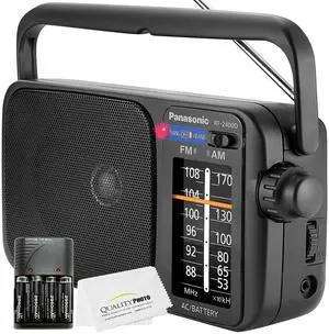 Panasonic Radio Portable Digital AM/FM RF-2400D+ Rechargeable Batteries with Charger + Quality Photo Microfiber Cloth