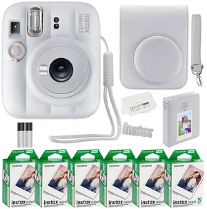 Fujifilm Instax Mini 13 Instant Camera 60 Photo Prints, Photo Album, Case & Quality Photo Microfiber Cloth- Clay White Fujifilm Instax Mini 13 Instant Camera 60 Photo Prints, Photo Album, Case & Quality Photo Microfiber Cloth- Clay White