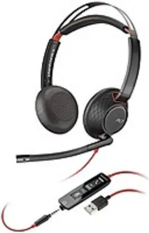 USB Type-A Stereo On-Ear Mono Wired Headset - Black