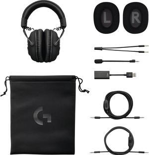 Logitech G PRO X USB Wired Virtual 7.1 Surround Sound DTS Headphone X 2.0 Gaming Over-the-Ear Headset with Blue VO!CE for Windows 981-000817 - Black