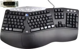 Adesso 124-154977-001 Tru-Form Media Ergonomic Keyboard - 113 Key Layout -  Power Magnet Keys - 63-inch Cable Length - API Security Rated - Tempest 4 Pin Interface
