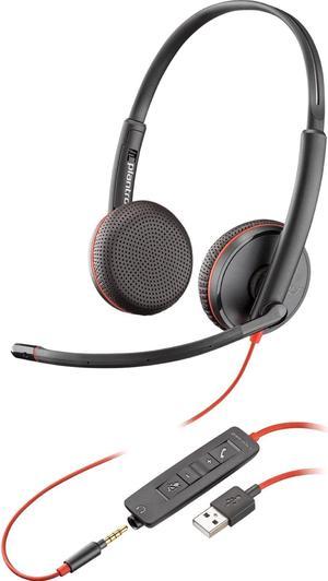 Plantronics Blackwire C3225 Headset - Stereo - USB Type A, Mini-phone (3.5mm) - Wired - 20 Hz - 20 kHz - Over-the-head - Binaural - Supra-aural - Noise Cancelling Microphone - Black