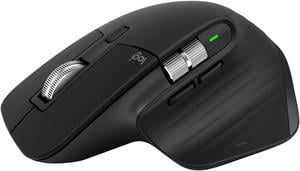 Refurbished Logitech MX Master 3S  Wireless Performance Mouse with Ultrafast Scrolling Ergo 8K DPI Track on Glass Quiet Clicks USBC Bluetooth Windows Linux Chrome Black  Darkfield  Wireless  