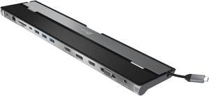 j5create JCD543 USB-C Triple Display Docking Station - HDMI - DisplayPort - VGA - 3.5 mm - 3.5 mm Combo Audio Jack - SD - microSD - 5 Gbps - Aluminum Enclosure - 1.48 Feet Cable - Silver and Black