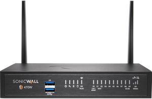SonicWall TZ470W Network Security/Firewall Appliance - 8 Port - 10/100/1000Base-T - 2.5 Gigabit Ethernet - Wireless LAN IEEE 802.11ac - DES, 3DES, MD5, SHA-1, AES (128-bit), AES (192-bit), AES ...