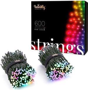 Twinkly TWS600STP-GUS RGB Gen II Strings Lights - 600 LED - Multicolor - Residential - Indoor - Outdoor - App Enabled - Bluetooth Enabled - Weather Resistant - Wi-Fi Enabled - 100 Watts - Remote ...