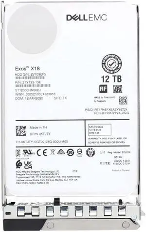 Dell KTJTY 3.5 Inches 12 TB Hard Disk Drive - 7200 RPM - SATA - 512e - 6 Gbps - ST12000NM002J