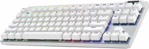 Logitech G PRO X TKL Lightspeed Gaming Keyboard - Wireless Connectivity - Bluetooth - 32.81 ft - 2.40 GHz - USB 2.0 Interface - RGB LED - PC - Mechanical Keyswitch - White