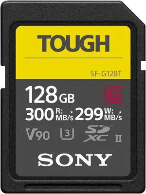 Sony Pro TOUGH SF-G128T 128 GB Class 10/UHS-II (U3) V90 SDXC - 1 Pack - 300 MB/s Read - 299 MB/s Write