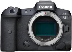 Canon 4147C002 EOS R5 Mirrorless Camera - Body Only - 45 MP - Full Frame - 8K - Bluetooth - Wi-Fi - Hot Shoe - Auto focus - Electronic Viewfinder - Touchscreen - Black