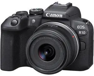 Canon 5331C009 EOS R10 Mirrorless Camera with RF-S 18-45 F/4.5-6.3 IS STM Lens - 25.5 Megapixel - 1/4000 to 30 Seconds Electronic Shutter Speed - Continuous Shooting - HEIF, JPEG, Raw - Up to 30 ...