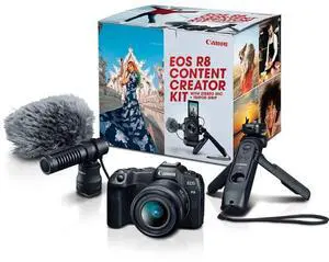 Canon 5803C037 EOS R8 Mirrorless Camera Content Creator Kit - RF 24-50MM Lens - Microphone - Tripod Grip - 24.2 Megapixel - Black