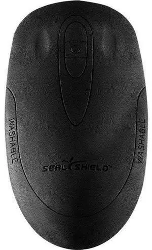 Seal Shield SSM3WE Wireless Optical Mouse - Black - USB Type A - 800 dpi - Scroll Wheel - Waterproof - Silicone - Dishwasher Safe