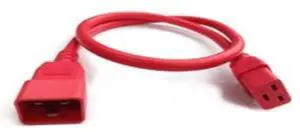 Legrand 2306-1804-03 IEC 60320 C20 to C19 Power Cord - Red - 3 Feet - 12/3 SJT - 20 Amps - 250 Volts