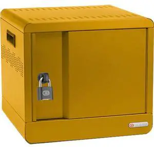 Bretford Cube Microstation TVS10PAC-MUS Charging Cabinet Unit With AC Power and Combo Padlock - Mustard - Lockable