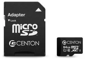 Centon S1-MSDXU1-64G 64GB microSDXC Memory Card - UHS-I Class 10 - High-Speed Storage With Adapter