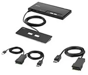 Belkin F1DN102MOD-PP-4 2-Port KVM Switch - Black - Single Head - DP Modular Secure - PP4.0 W/ Remote - 2 Computers - 1 Local User - 3840 x 2160 - 2x PS/2 Port - 3x USB - Desktop - Displayport - ...