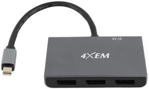 4XEM 4XMST06 3-Port Mini DisplayPort to DisplayPort Multi-Monitor Hub A/V Cable - Gray - 2.48 Feet - 7680 x 4320 - 32.4 Gbit/s
