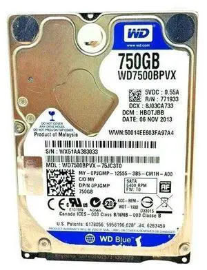 Dell PJGMP (Western Digital WD7500BPVX-75JC3T0) 750 GB Internal Hard Disk Drive - 2.5 Inches - 5400 RPM - SATA - WD