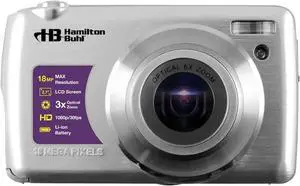 Hamilton Buhl VividPro CAM17SV 18MP 8x Optical Zoom Lens Digital Camera - Silver - 2.7 Inches LCD Display - 30 fps - Built-in Flash - USB