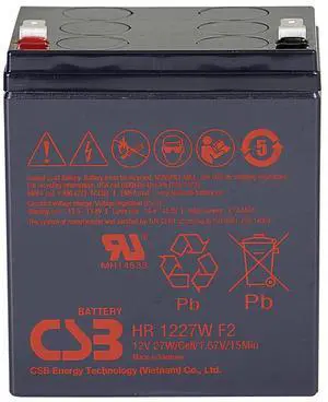 CSB HR1227W HR Series Valve Regulated Lead Acid Battery - 12 Voltage 27 Watts - F2 Terimal