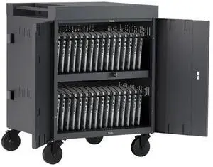 Bretford CUBE Cart 36, AC Charging, Charcoal Paint - 2 Shelf - 4 Casters - Polypropylene, Steel - 30" Width x 26.5" Depth x 37.5" Height - Charcoal - For 36 Devices