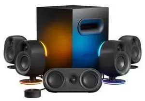 SteelSeries 61547 Arena 9 Wireless Gaming Speaker System With Reactive Illumination - 5.1 Channel - Active Speaker - Ambient LED Light - Integrated Amplifier - Bluetooth 4.2 - US Plug