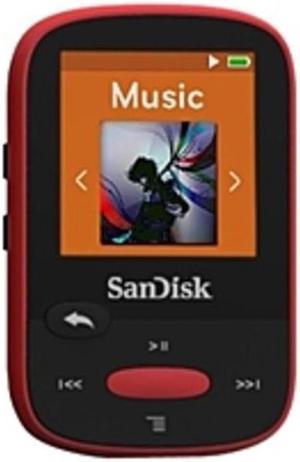 SanDisk Clip Sport SDMX24-004G 4 GB Flash MP3 Player - Red - FM Tuner - 1.4" - microSDHC - MP3, AAC, Audible, FLAC, Ogg Vorbis, WAV, WMA - 25 Hour