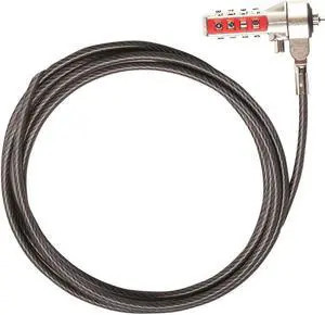 Targus PA410U1 6.6 Feet DEFCON T-Lock Resettable Combo Laptop Cable Lock - Black