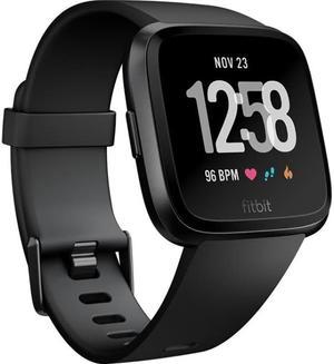 Fitbit Versa Smart Watch Black and Black Aluminium One Size S & L Bands Included