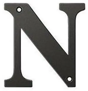 Deltana RL4N-10B 4" Solid Brass Residential Letter N, Oil Rubbed Bronze