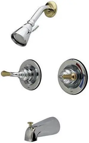Kingston Brass KB674 Tub and Shower , Faucet, Polished Chrome / Polished Brass
