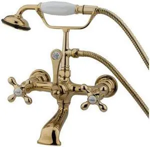 Kingston Brass Cc557T2 Clawfoot Tub Filler With Hand Shower - Polished Brass Finish