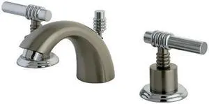 Kingston Brass KS2957ML Kingston Brass KS295.ML Elinvar Mini-Widespread Bathroom Faucet with Pop-Up Drai, Satin Nickel / Polished Chrome