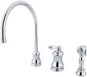 Single Handle Widespread Kitchen Faucet with Brass Sprayer