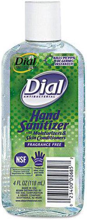 Dial Antibacterial Hand Sanitizer With Moisturizers, 4 Oz Bottle, Frag
