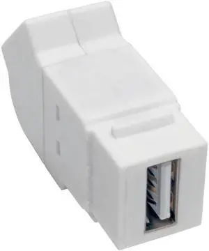 Tripp Lite USB 2.0 All-in-One Keystone/Panel Mount Angled Coupler (F/F), White (U060-000-KPA-WH)