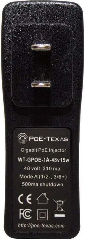 VisionTek 48 Volt 15 Watt Output Single Port Gigabit Mode A PoE Injector 600009 VisionTek 48 Volt 15 Watt Output Single Port Gigabit Mode A PoE Injector 600009